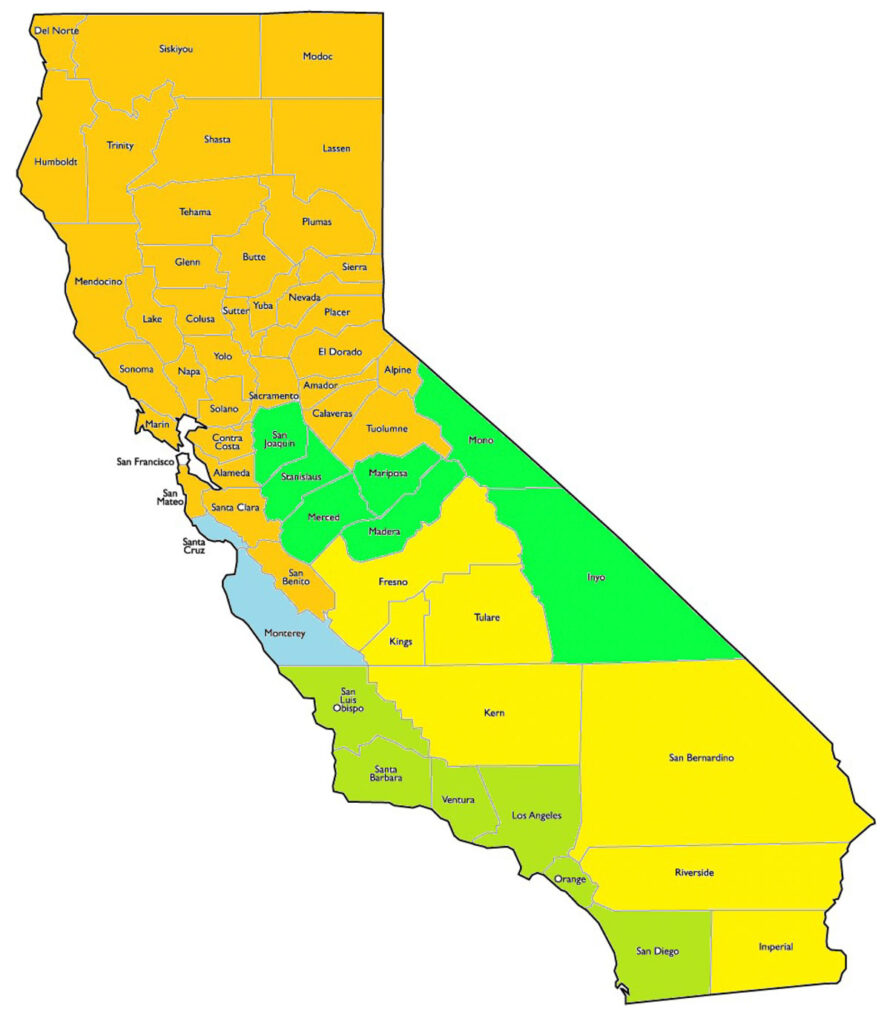 The district map of the California Pepper Commission showing the Current Producer Districts.